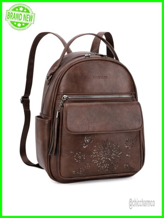 Mini Backpack Purse Women Lightweight Vegan Leather Small Daypack Multi Pockets main image 4